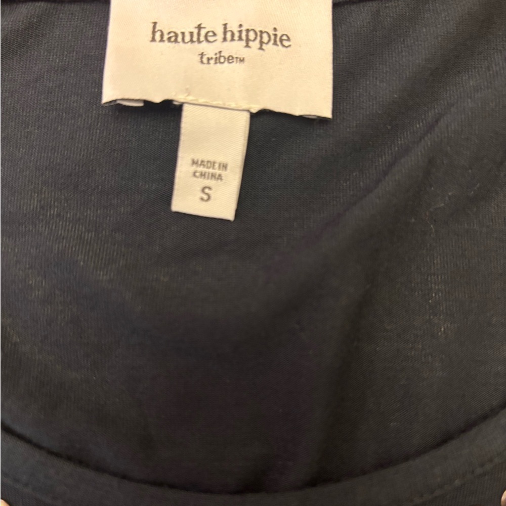 Haute Hippie Midnight Blue Studded Embellished Tunic Top Size S - Picture 5 of 5